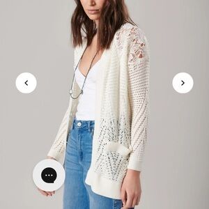 NWT Anne Fontaine Viana White Tunic Length Crochet Cardigan -Delicate Lace M